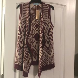 Burgundy/wine and cream sweater
